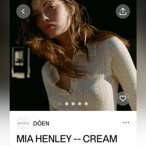 Doen Cream Mia Henley Pointelle Knit Top